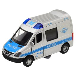 LEAN Toys Samochód Policyjny Metalowy Z Napędem Pull Back Światła Dźwięki 1:32