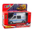 LEAN Toys Samochód Policyjny Metalowy Z Napędem Pull Back Światła Dźwięki 1:32