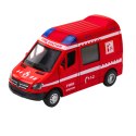LEAN Toys Samochód Strażacki Metalowy Napęd Pull Back Światła Dźwięki Czerwony 1:32