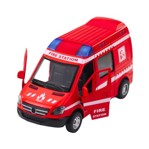 LEAN Toys Samochód Strażacki Metalowy Napęd Pull Back Światła Dźwięki Czerwony 1:32 LEAN Toys Samochód Strażacki Metalowy Napęd Pull Back Światła Dźwięki Czerwony 1:32