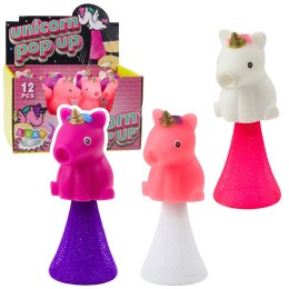 LEAN Toys Skaczący Jednorożec Na Sprężynie Pop Up Biały Różowy 10cm Mix