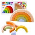 LEAN Toys Tęczowa Układanka Dla Malucha Klocki Gumowe Pastelowe 5 szt.