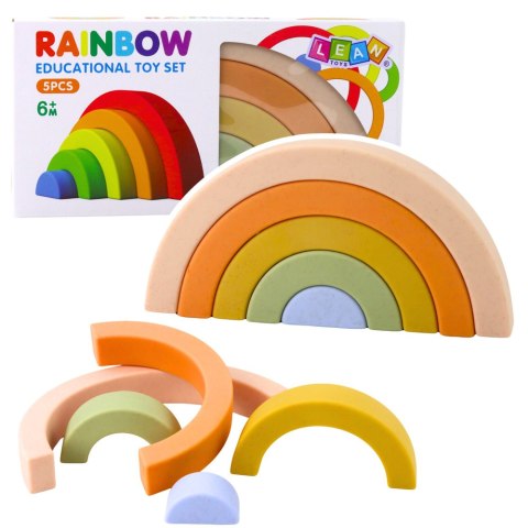 LEAN Toys Tęczowa Układanka Dla Malucha Klocki Gumowe Pastelowe 5 szt. LEAN Toys Tęczowa Układanka Dla Malucha Klocki Gumowe Pastelowe 5 szt.