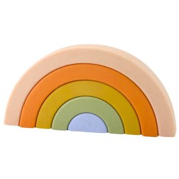 LEAN Toys Tęczowa Układanka Dla Malucha Klocki Gumowe Pastelowe 5 szt.