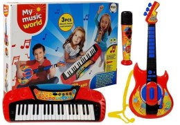 LEAN Toys Zestaw Muzyczny 3 w 1 Gitara Keyboard Mikrofon