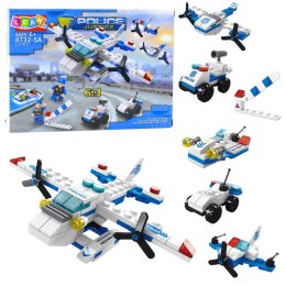 LEAN TOYS Zestaw Klocki Konstrukcyjne Helikopter Pojazdy 6w1 137 el.