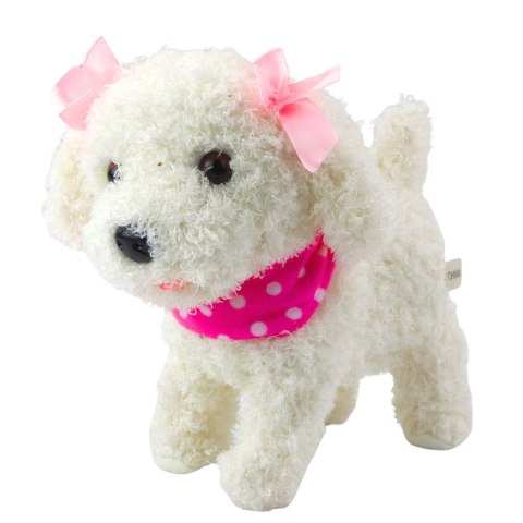 LEAN Toys Interaktywny Piesek Pudel Z Kokardkami Na Smyczy Chodzi Szczeka Biały LEAN Toys Interaktywny Piesek Pudel Z Kokardkami Na Smyczy Chodzi Szczeka Biały