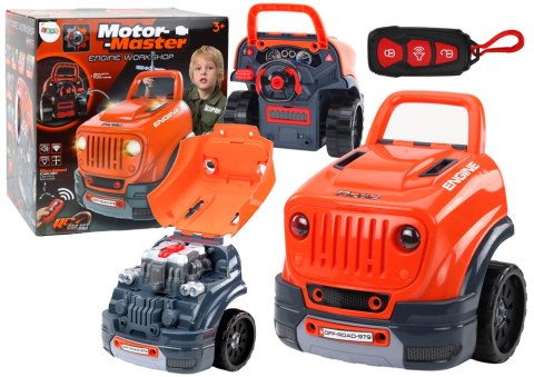 LEAN Toys Warsztat Silnik Auto Do Rozkręcania Zestaw Majsterkowicza Pomarańczowy