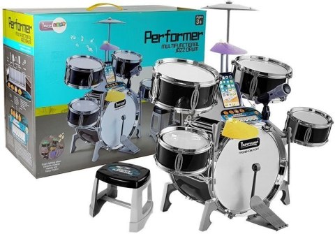 LEAN Toys Zestaw Bębnów Perkusja ze Światłami i Dźwiękami Karaoke Mikrofon USB