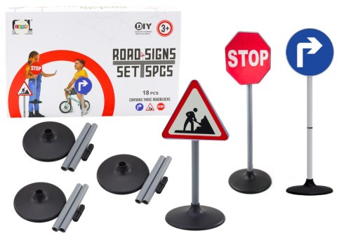 LEAN Toys Zestaw Edukacyjny Duże Znaki Drogowe 76cm 3 Szt