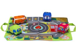 LEAN Toys Zestaw Miękkich Samochodzików Mata Do Zabawy 9 Sztuk