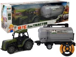 LEAN Toys Zielony Traktor z Przyczepą Cysterna Na Mleko Zdalnie Sterowany 2.4G