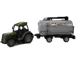 LEAN Toys Zielony Traktor z Przyczepą Cysterna Na Mleko Zdalnie Sterowany 2.4G