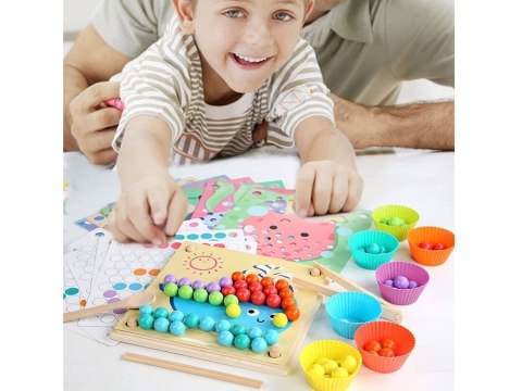 Układanka edukacyjna Montessori Mozaika Koraliki Kulki drewniane ZA4438 Układanka edukacyjna Montessori Mozaika Koraliki Kulki drewniane ZA4438