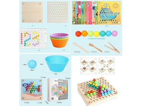 Układanka edukacyjna Montessori Mozaika Koraliki Kulki drewniane ZA4438 Układanka edukacyjna Montessori Mozaika Koraliki Kulki drewniane ZA4438