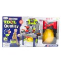 LEAN Toys Stolik Majsterkowicza Walizka 2w1 Zestaw Narzędzi Wkrętarka Kask 133 el.