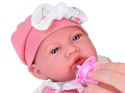 Lalka BOBAS 45 cm dziewczynka miękka i interaktywna różowy komplet ZA5188