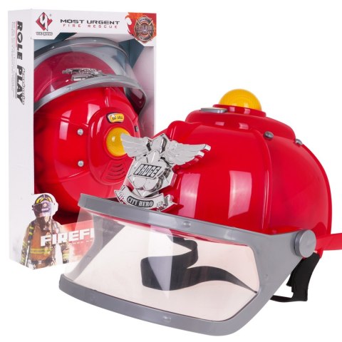 Interaktywny Kask Strażaka dla dzieci 3+ Dźwięki Syren + Światełka + Regulowany obwód Interaktywny Kask Strażaka dla dzieci 3+ Dźwięki Syren + Światełka + Regulowany obwód