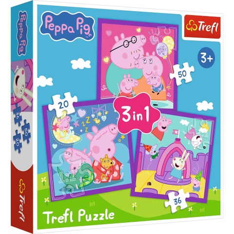 Trefl Puzzle Puzzle - 3w1 (20, 36, 50) - Zwyczaje świnki Peppy - Świnka Peppa - Trefl 34893 Trefl Puzzle Puzzle - 3w1 (20, 36, 50) - Zwyczaje świnki Peppy - Świnka Peppa - Trefl 34893