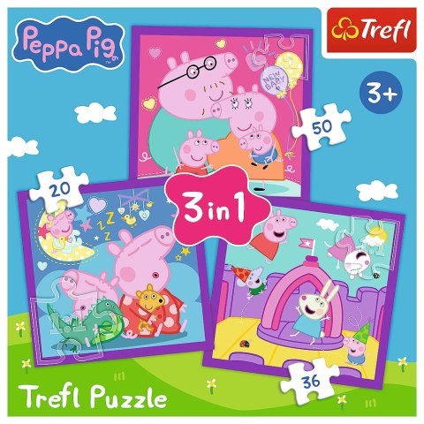 Trefl Puzzle Puzzle - 3w1 (20, 36, 50) - Zwyczaje świnki Peppy - Świnka Peppa - Trefl 34893 Trefl Puzzle Puzzle - 3w1 (20, 36, 50) - Zwyczaje świnki Peppy - Świnka Peppa - Trefl 34893