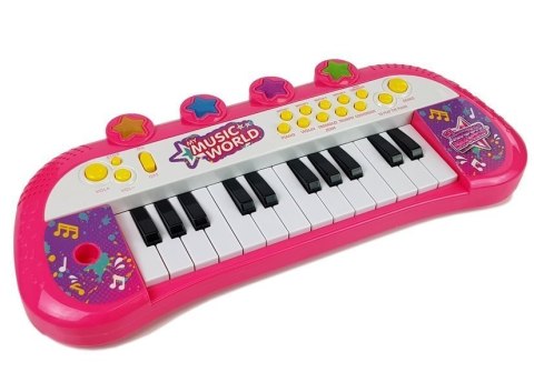 LEAN Toys Pianinko Keyboard 24 klawisze Różowe