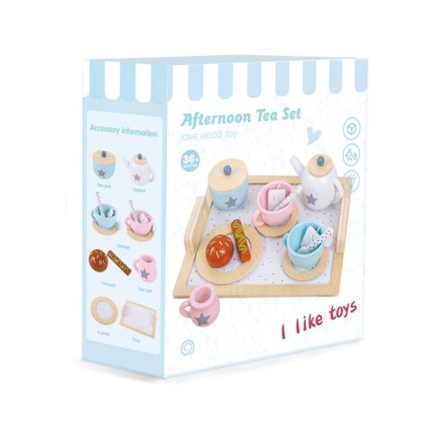 LEAN Toys Serwis Kawowy Herbata Drewniany Zestaw Małe Agd Ciastka