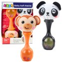 LEAN Toys Zestaw Grzechotki Sensoryczne Z Miękką Piłeczką Małpka Panda 2szt