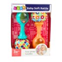 LEAN Toys Zestaw Grzechotki Z Miękką Piłeczką Wzorki Pomarańczowa Zielona 2szt