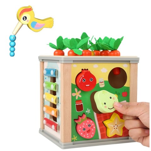 LEAN Toys Kostka Drewniana Edukacyjna Sensoryczna Wielofunkcyjna 6w1