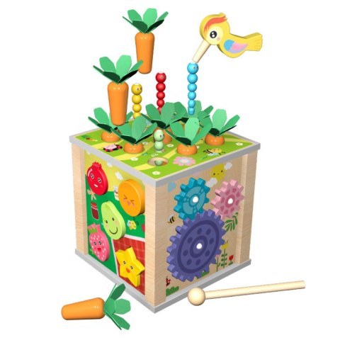 LEAN Toys Kostka Drewniana Edukacyjna Sensoryczna Wielofunkcyjna 6w1
