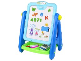LEAN Toys Tablica Edukacyjna 2 w 1 Niebieska Kredy Pisaki