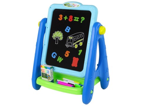 LEAN Toys Tablica Edukacyjna 2 w 1 Niebieska Kredy Pisaki