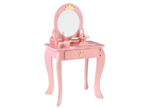 Drewniana Królewska Toaletka z lustrem + krzesełko + akcesoria ZA5934