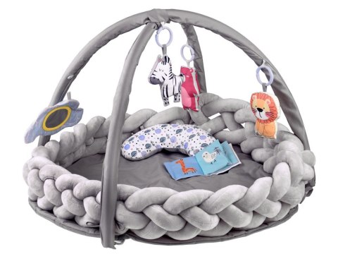 Mata edukacyjna z pałąkiem i zabawkami + warkocz pleciony OTULACZ ZA5875