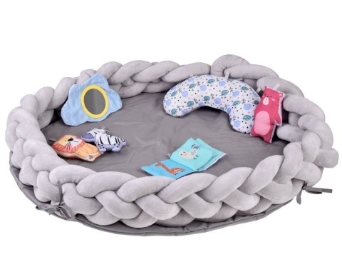 Mata edukacyjna z pałąkiem i zabawkami + warkocz pleciony OTULACZ ZA5875