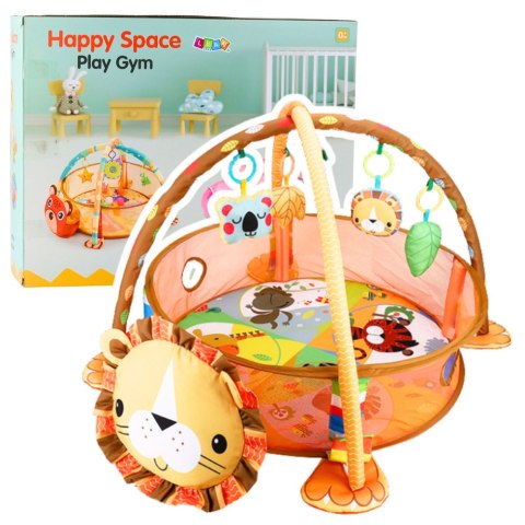 LEAN Toys Mata Leżanka Kojec Dla Niemowlaka Basenik Zawieszki Kulki 20 szt 3w1 Lew