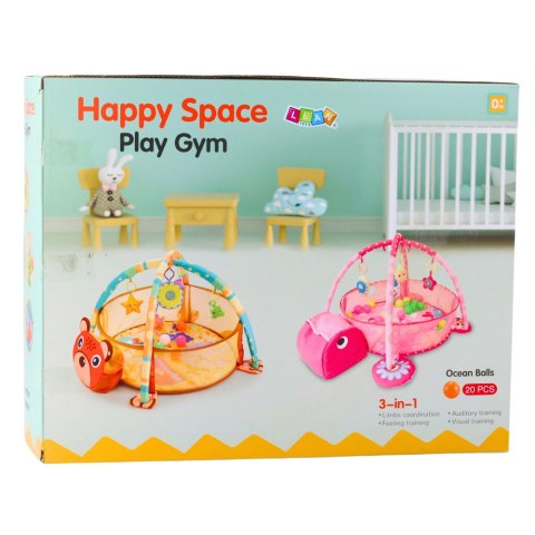 LEAN Toys Mata Leżanka Kojec Dla Niemowlaka Basenik Zawieszki Kulki 20 szt 3w1 Lew