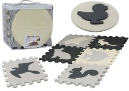 LEAN Toys Miękkie Puzzle Mata Kontrastowa Edukacyjna Pianka EVA Szare 28 ele.
