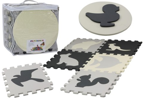 LEAN Toys Miękkie Puzzle Mata Kontrastowa Edukacyjna Pianka EVA Szare 28 ele.