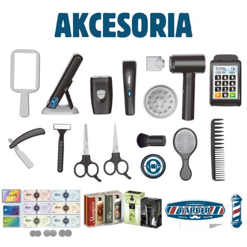 WOOPIE Barber Zestaw Fryzjerski dla Dzieci Salon Stylizacji 24el.