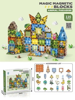 Zestaw Klocków Magnetycznych 116el. Zwierzątka