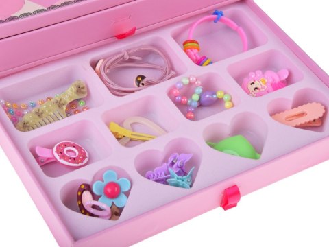 Duży zestaw do makijażu - uroczy KUFEREK z kosmetykami i biżuterią ZA5693