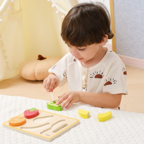 VIGA Drewniana Układanka Edukacyjna Montessori Owoce do Krojenia