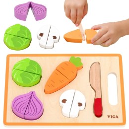 VIGA Drewniana Układanka Edukacyjna Montessori Warzywa do Krojenia