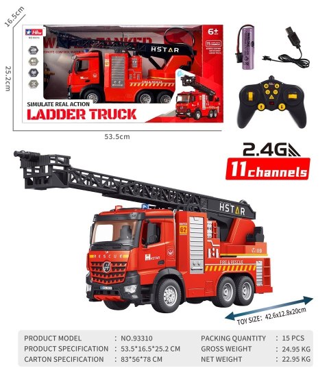 Duża Straż Pożarna Zdalnie Sterowana z Drabina R/C