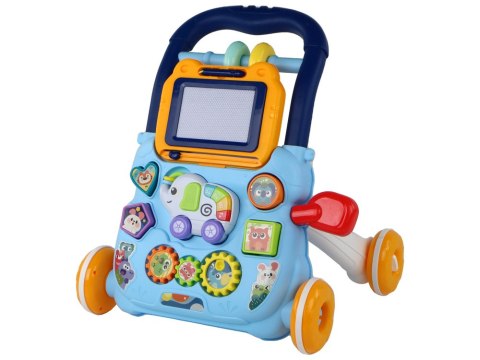 LEAN Toys Niebieski Interaktywny Chodzik Pchacz Z Tablicą Edukacyjną