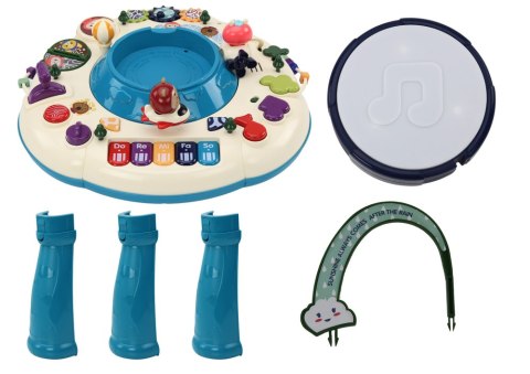 LEAN Toys Stolik Panel Edukacyjny Interaktywny Pianinko Bębenek Niebieski