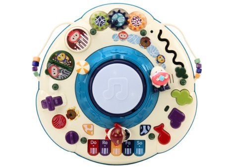 LEAN Toys Stolik Panel Edukacyjny Interaktywny Pianinko Bębenek Niebieski
