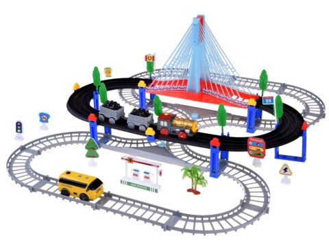 Kolejka Elektryczna 2w1 Lokomotywa z Wagonami + Tor i Autobus ZA5886