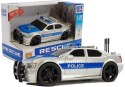 LEAN Toys Auto Policji na Baterie 1:20 Światła i Dźwięki z Naciągiem Srebrne